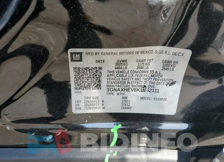 3GNAXHEV8KL362111 Photo# 13