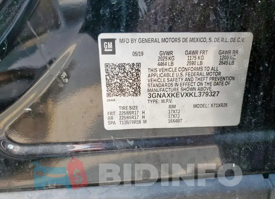 3GNAXKEVXKL379327 Photo# 12