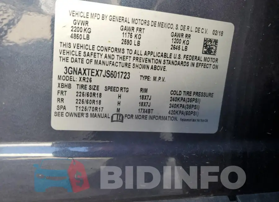 3GNAXTEX7JS601723 Photo# 14
