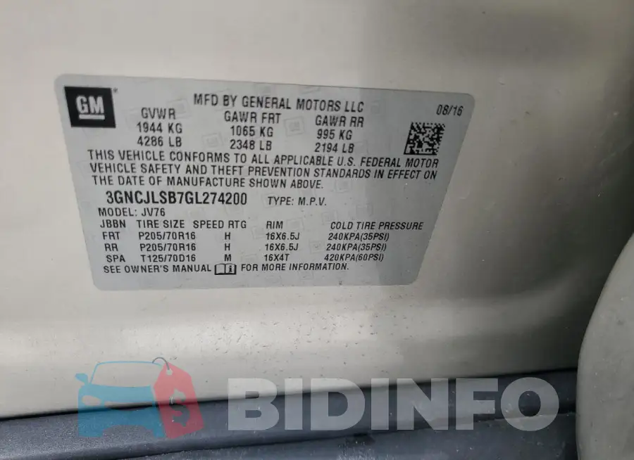 3GNCJLSB7GL274200 Photo# 12