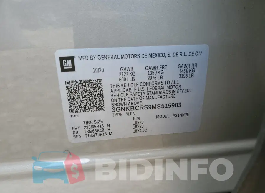 3GNKBCRS9MS515903 Photo# 13