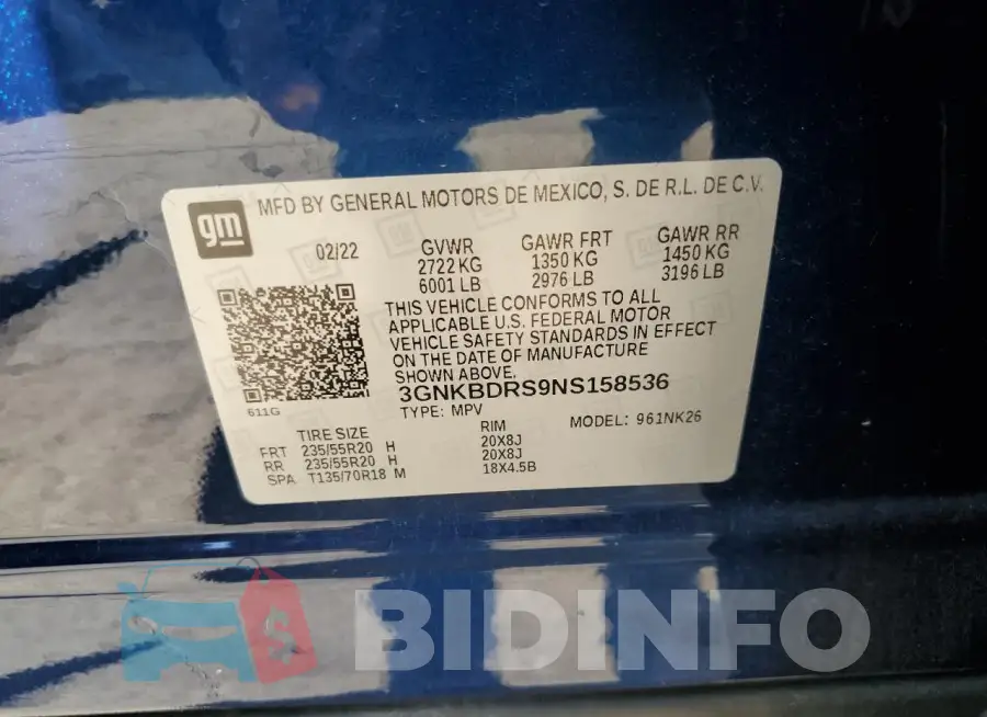 3GNKBDRS9NS158536 Photo# 14