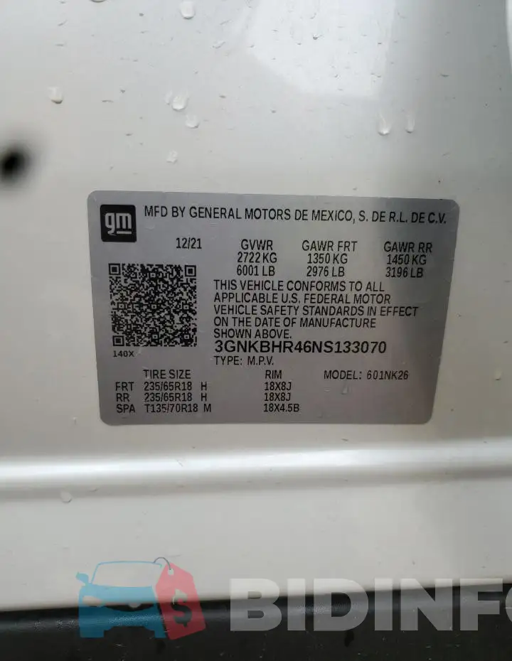 3GNKBHR46NS133070 Photo# 12