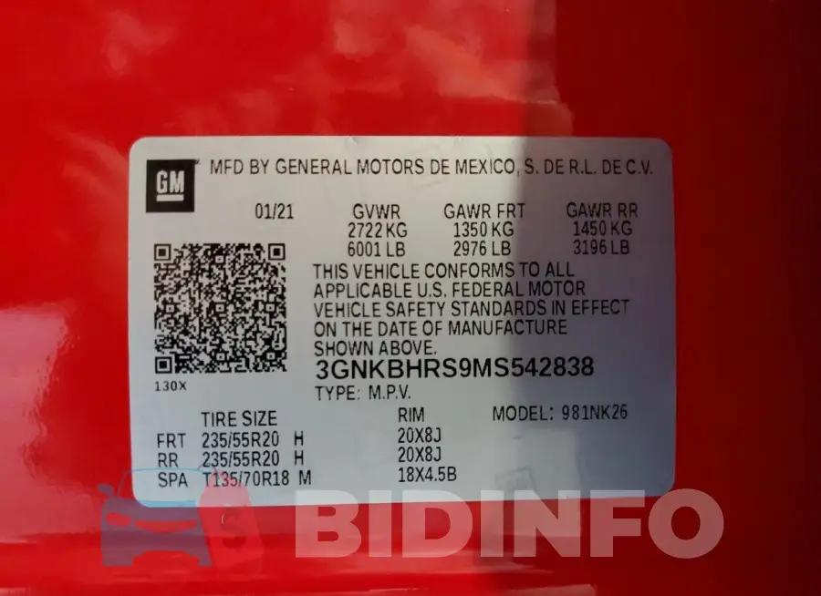 3GNKBHRS9MS542838 Photo# 13
