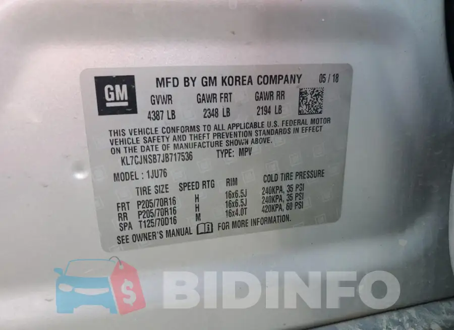 KL7CJNSB7JB717536 Photo# 13