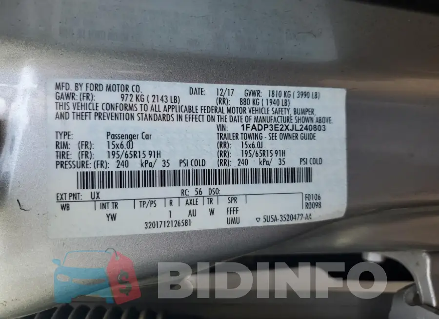 1FADP3E2XJL240803 Photo# 12