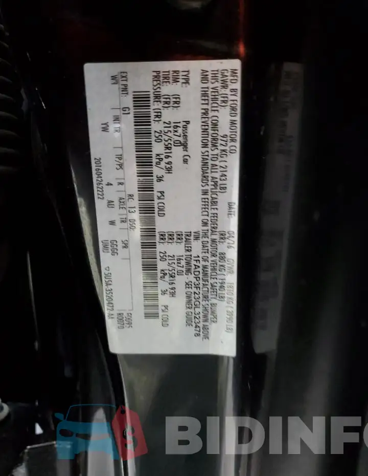 1FADP3F23GL323478 Photo# 12