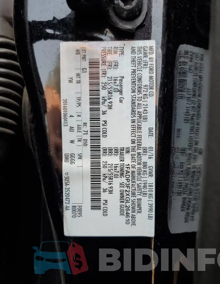 1FADP3F2XGL264610 Photo# 12