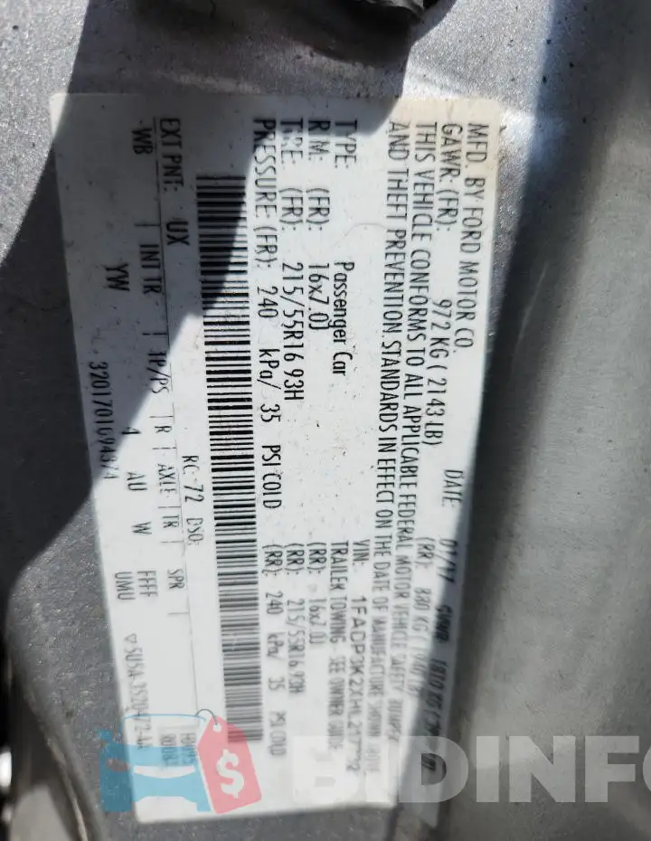 1FADP3K2XHL217732 Photo# 13
