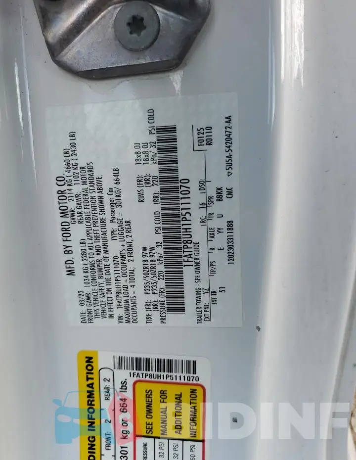 1FATP8UH1P5111070 Photo# 12