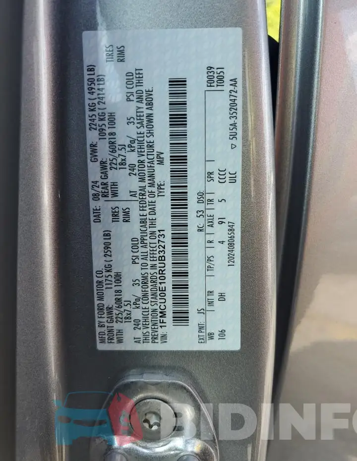 1FMCU0E10RUB32731 Photo# 13