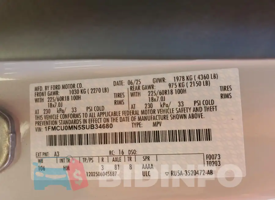 1FMCU0MN5SUB34680 Photo# 13