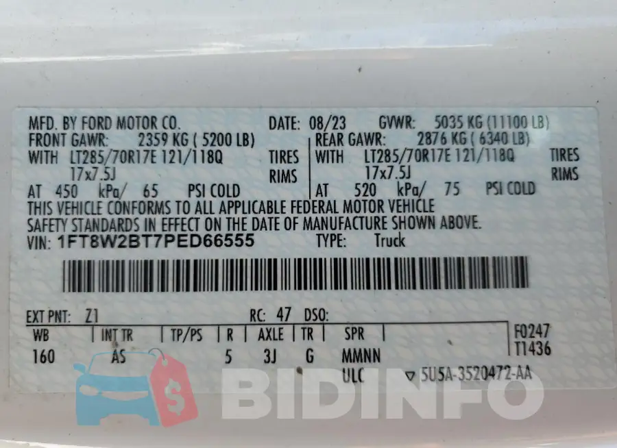 1FT8W2BT7PED66555 Photo# 12