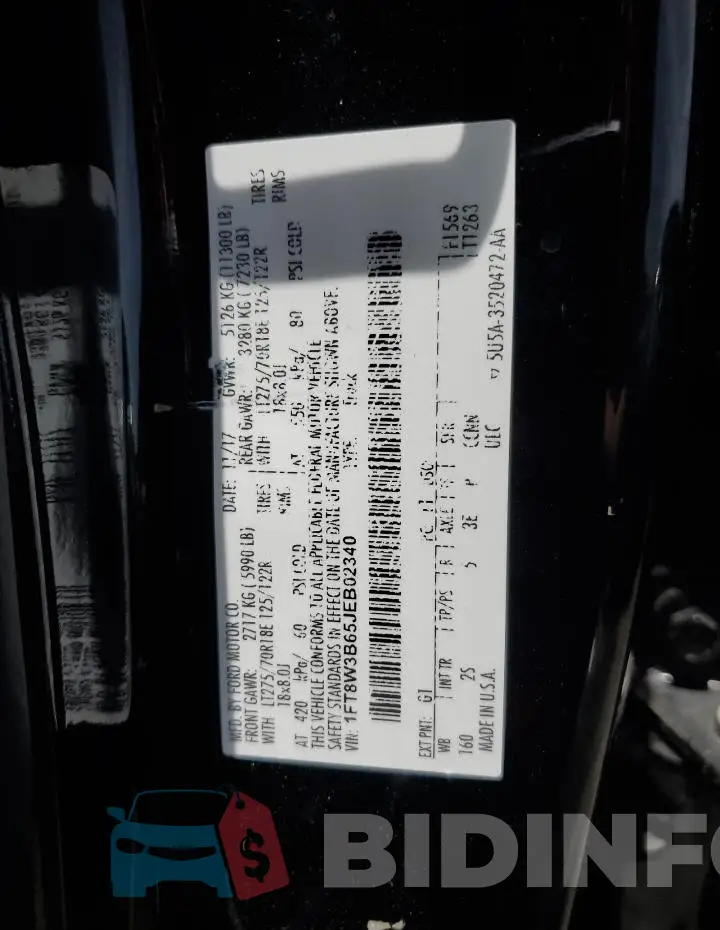 1FT8W3B65JEB02340 Photo# 12