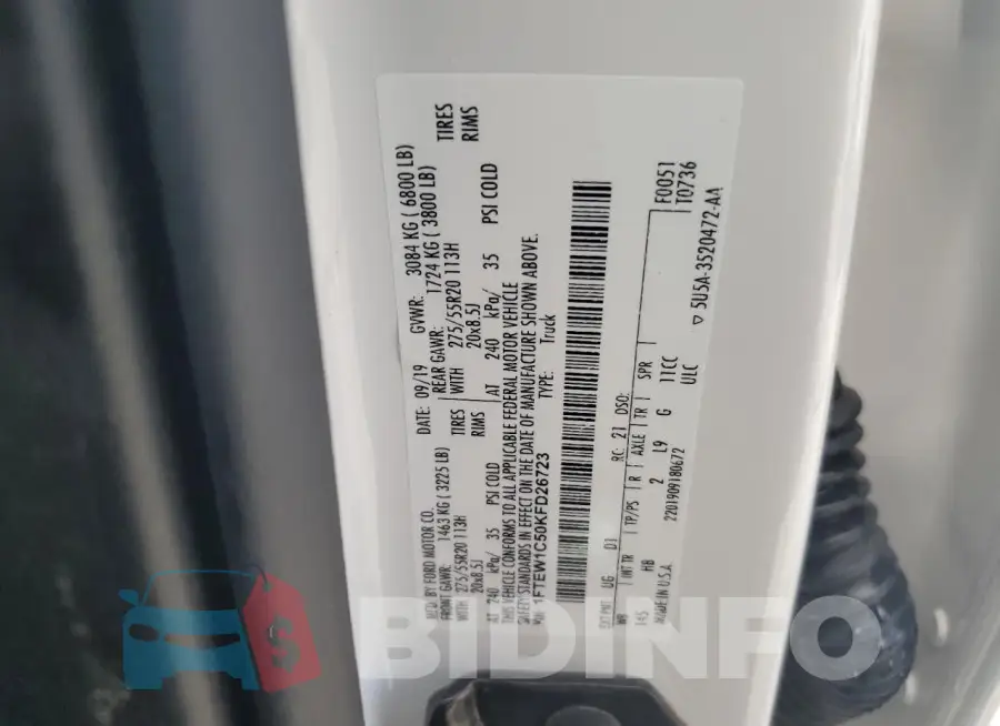 1FTEW1C50KFD26723 Photo# 13