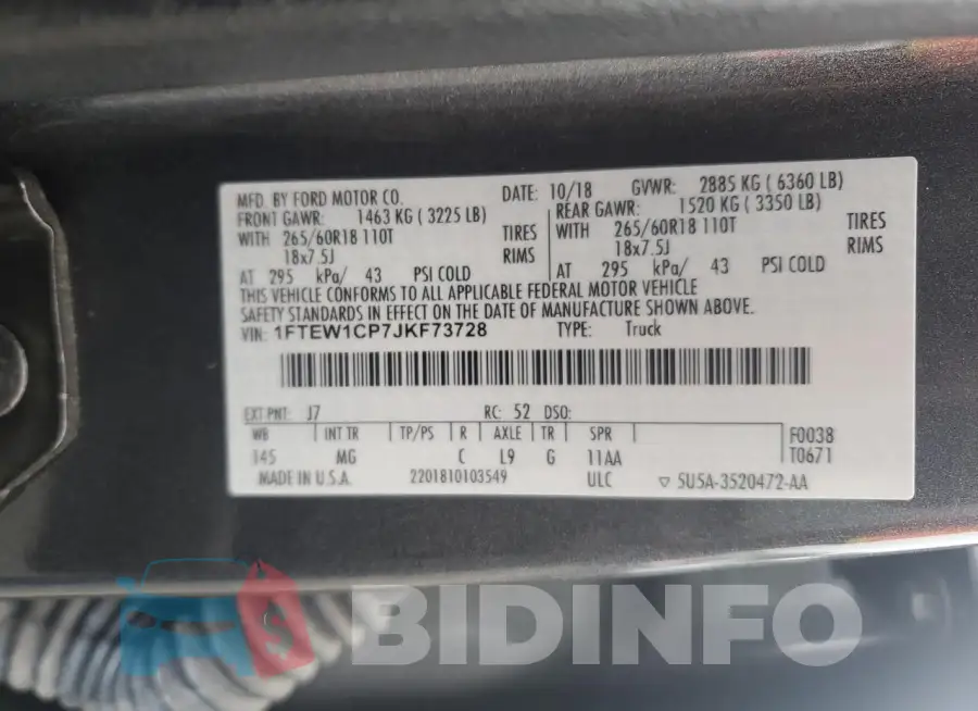1FTEW1CP7JKF73728 Photo# 12