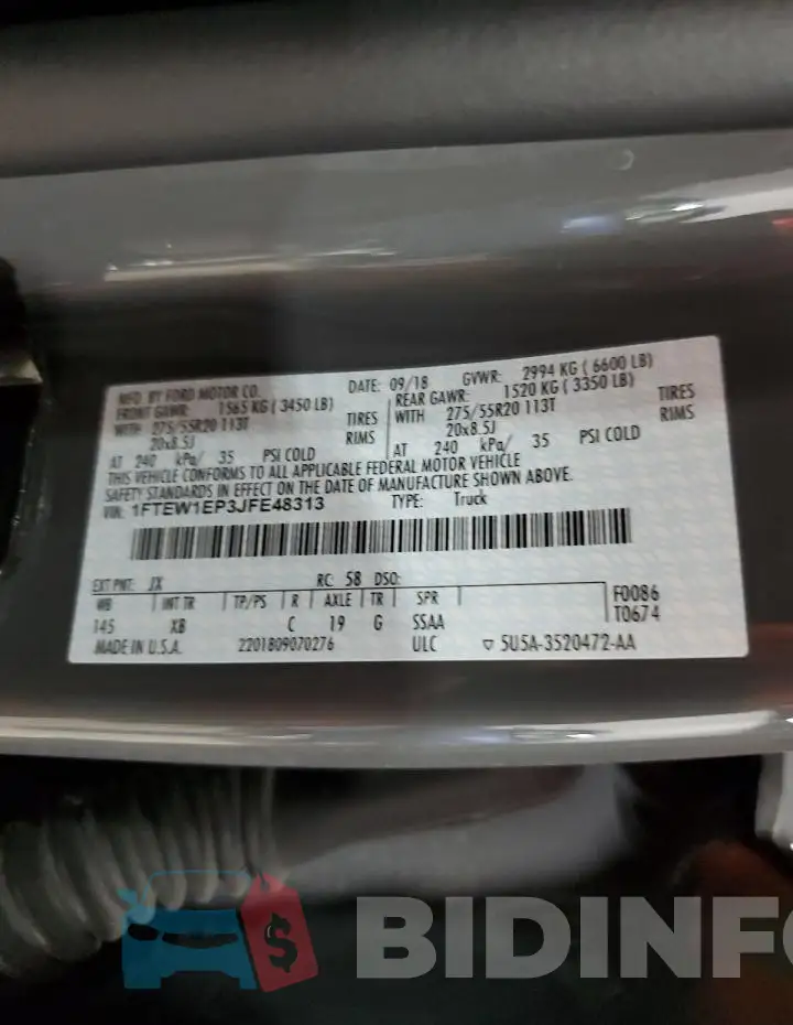 1FTEW1EP3JFE48313 Photo# 13