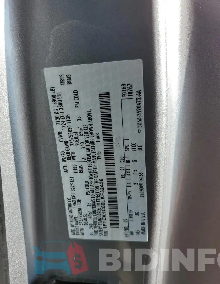 1FTEX1C50LKF32436 Photo# 12