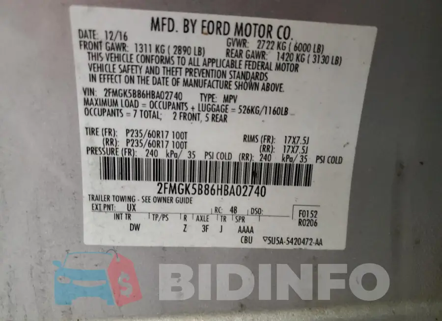 2FMGK5B86HBA02740 Photo# 13