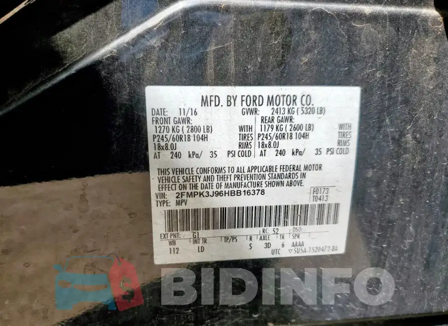 2FMPK3J96HBB16378 Photo# 13