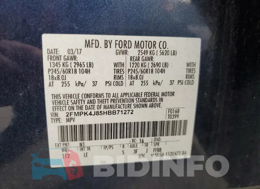 2FMPK4J85HBB71272 Photo# 14