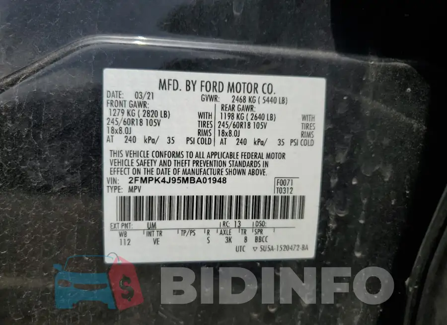 2FMPK4J95MBA01948 Photo# 13