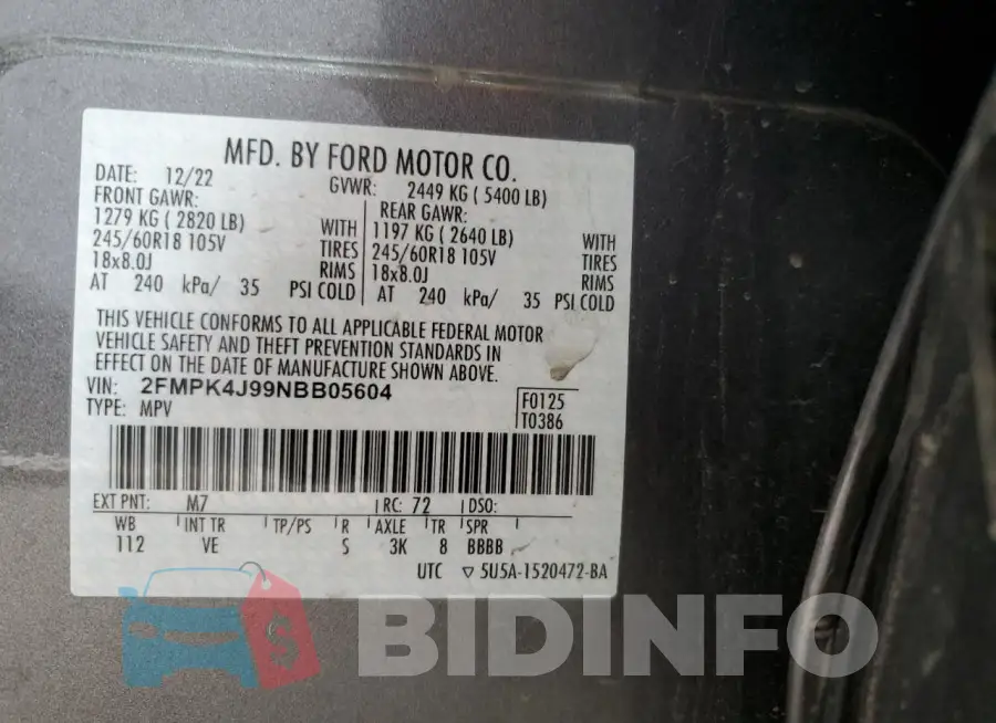 2FMPK4J99NBB05604 Photo# 13