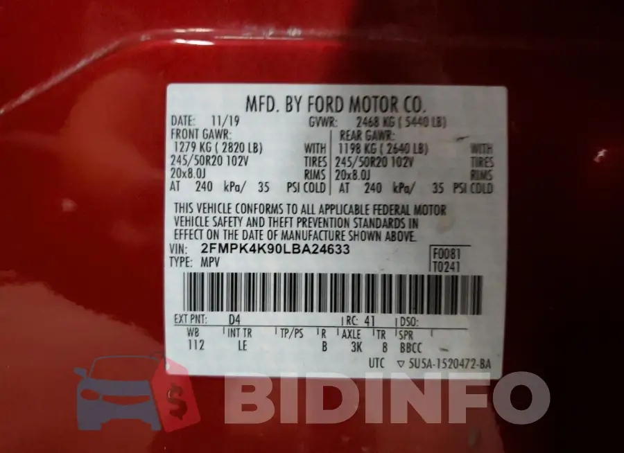 2FMPK4K90LBA24633 Photo# 13
