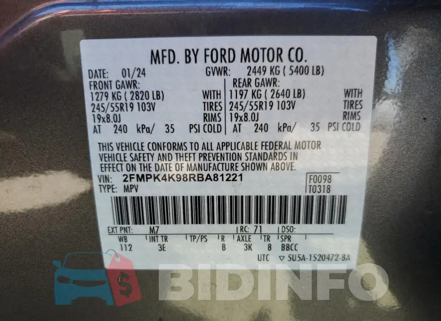 2FMPK4K98RBA81221 Photo# 14