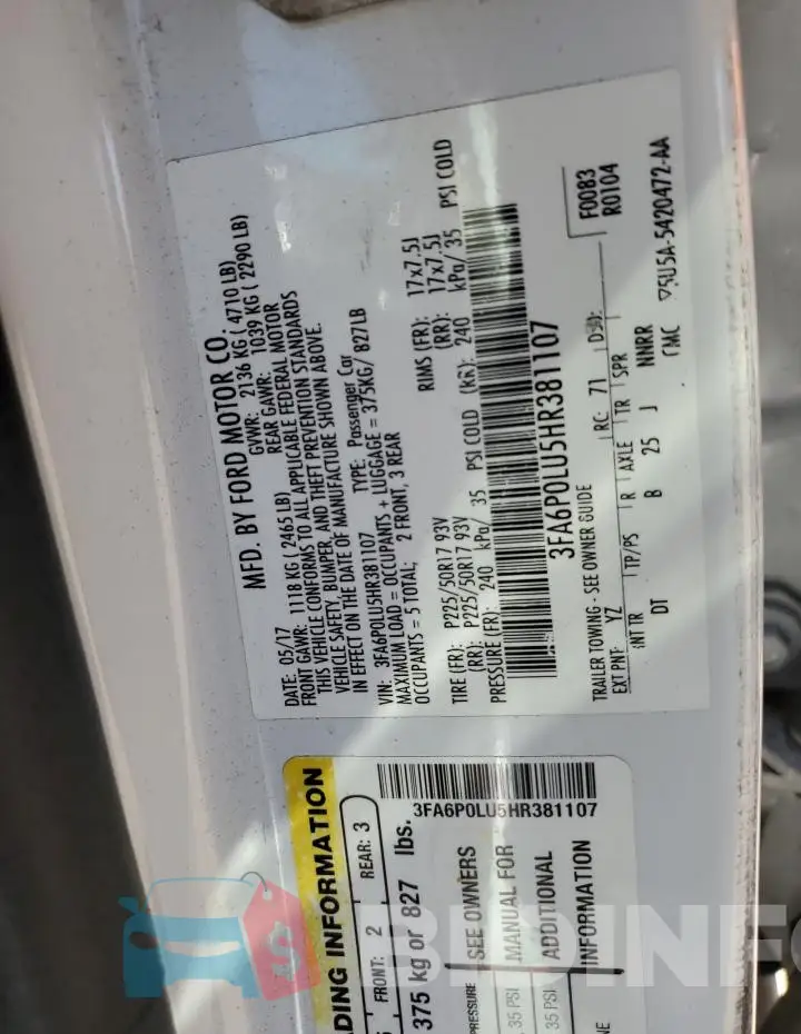 3FA6P0LU5HR381107 Photo# 12