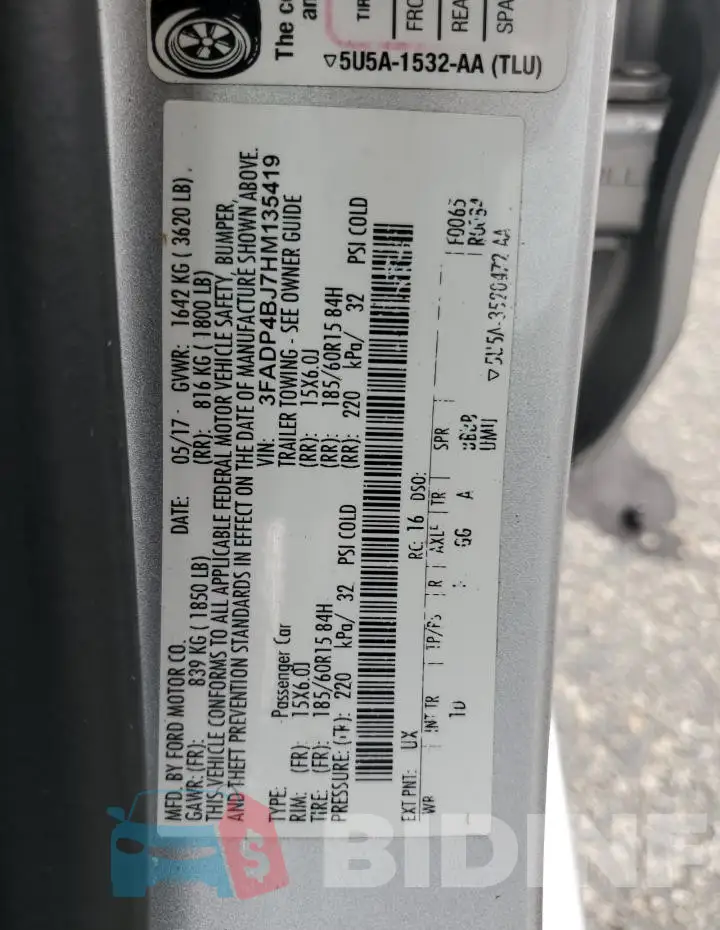 3FADP4BJ7HM135419 Photo# 12
