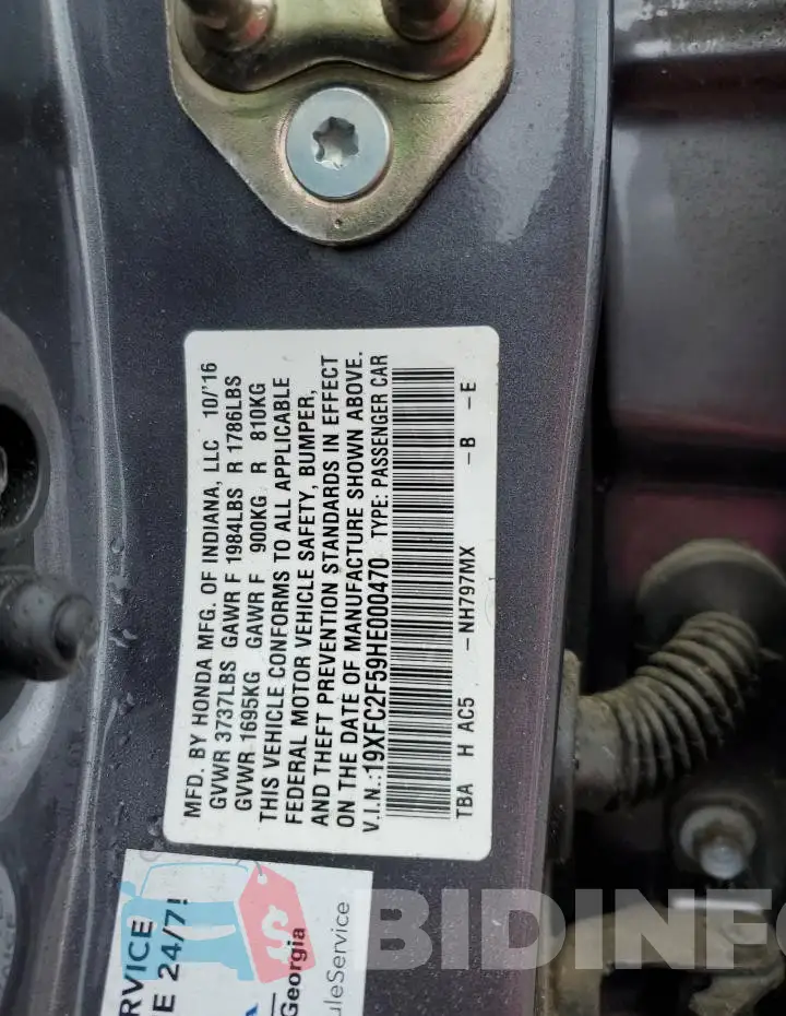 19XFC2F59HE000470 Photo# 12