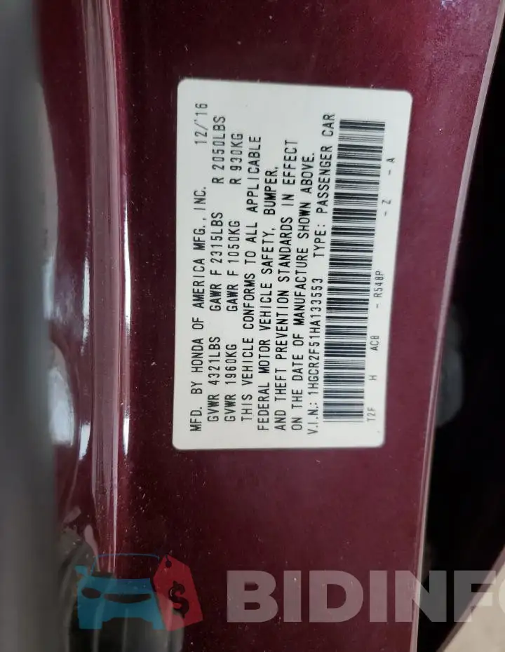 1HGCR2F51HA133553 Photo# 13