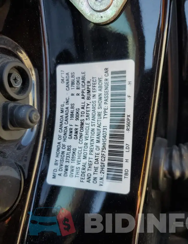 2HGFC2F75HH540731 Photo# 12