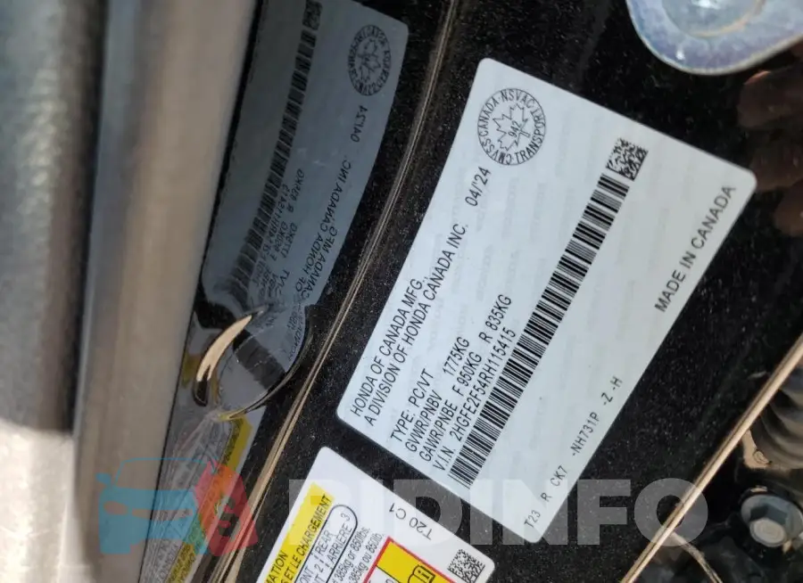 2HGFE2F54RH115415 Photo# 13