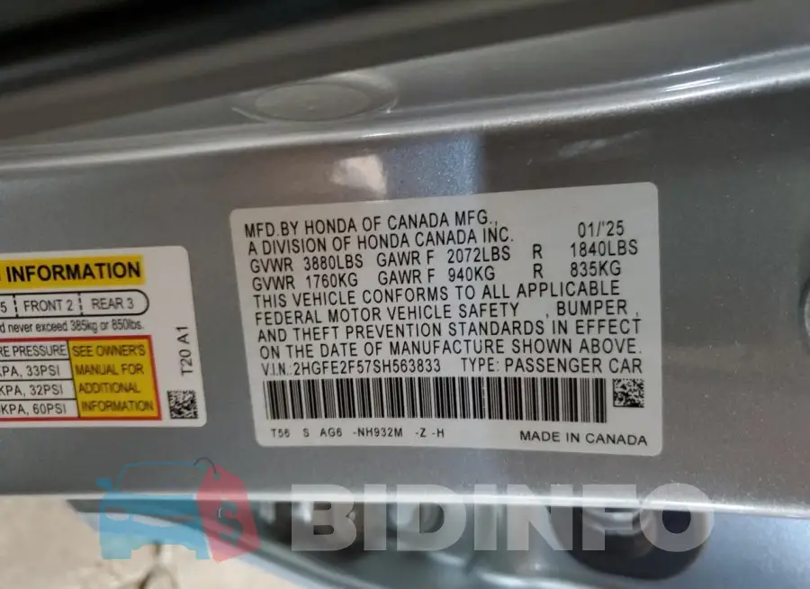 2HGFE2F57SH563833 Photo# 13