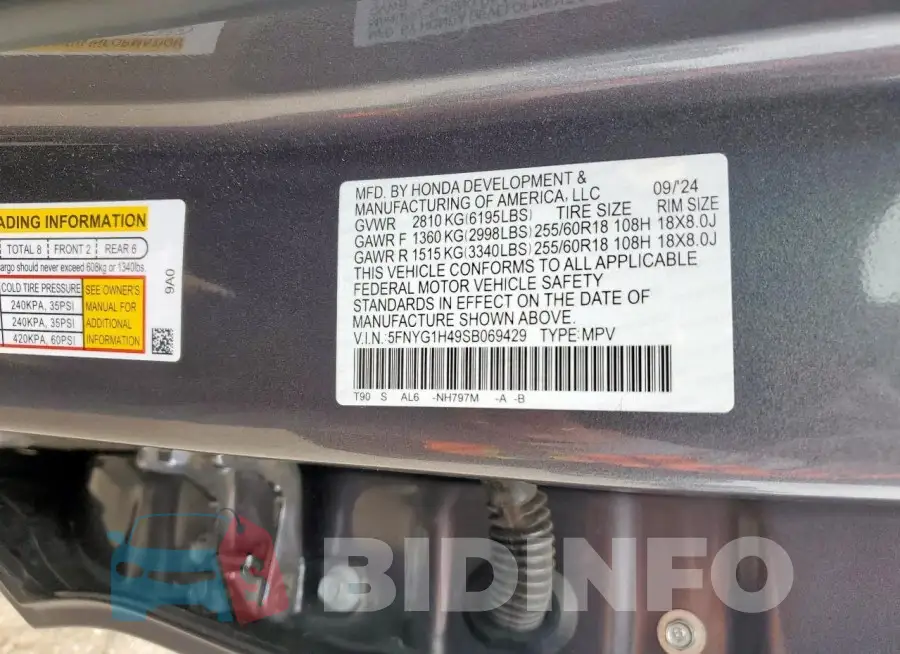 5FNYG1H49SB069429 Photo# 13