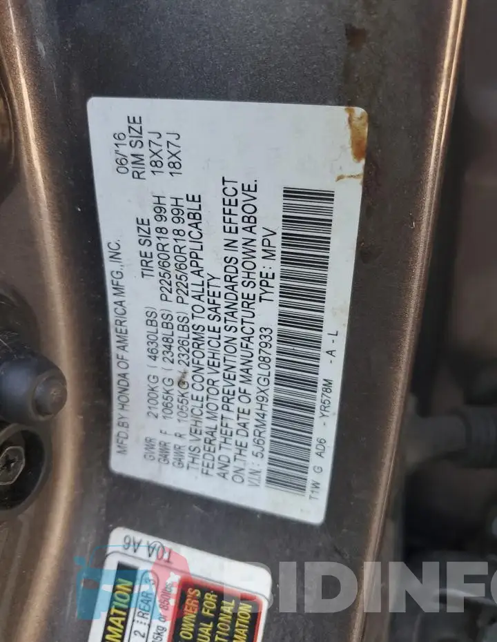 5J6RM4H9XGL087933 Photo# 13