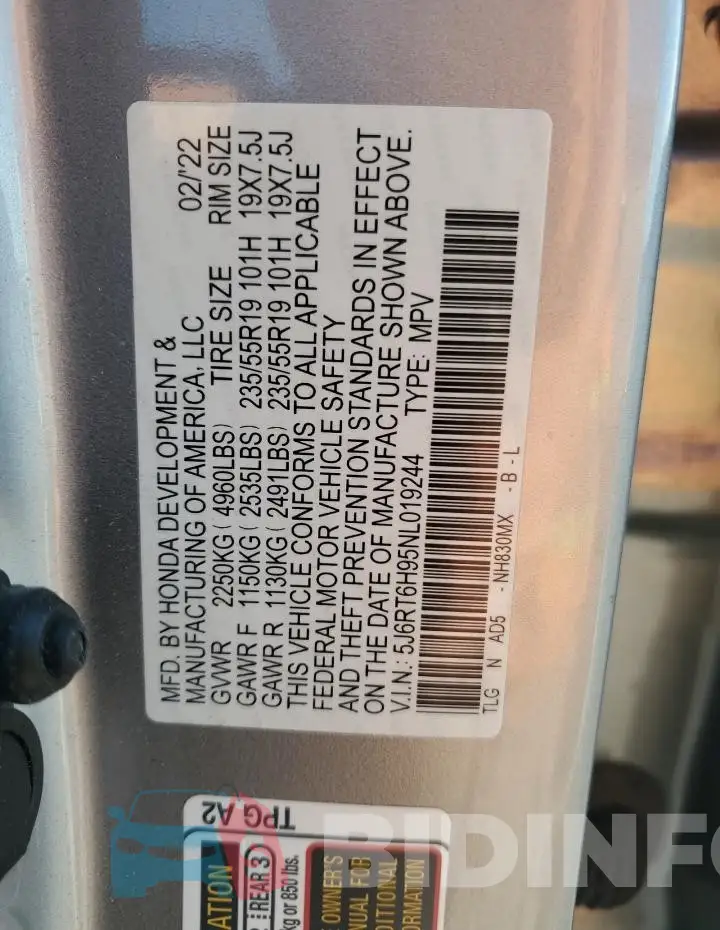 5J6RT6H95NL019244 Photo# 12