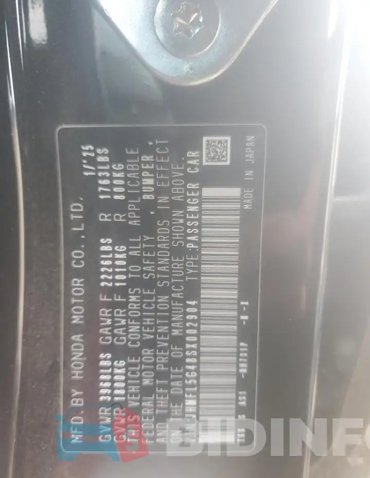 JHMFL5G48SX002904 Photo# 13