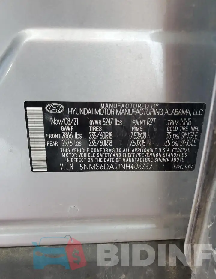 5NMS6DAJ1NH408732 Photo# 13