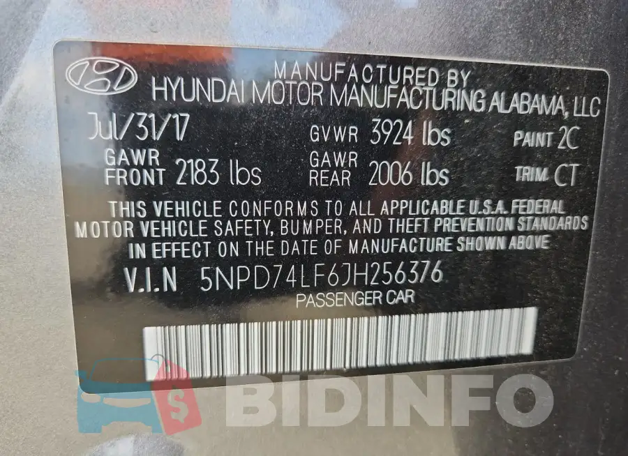 5NPD74LF6JH256376 Photo# 12