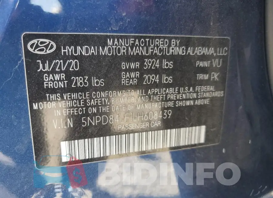5NPD84LF1LH608439 Photo# 13