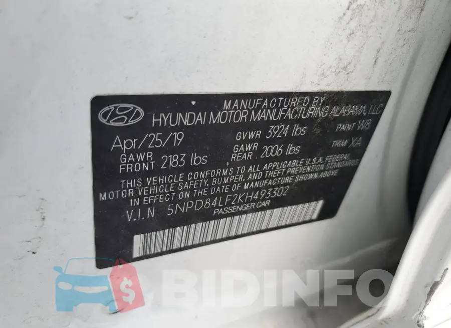 5NPD84LF2KH493302 Photo# 12