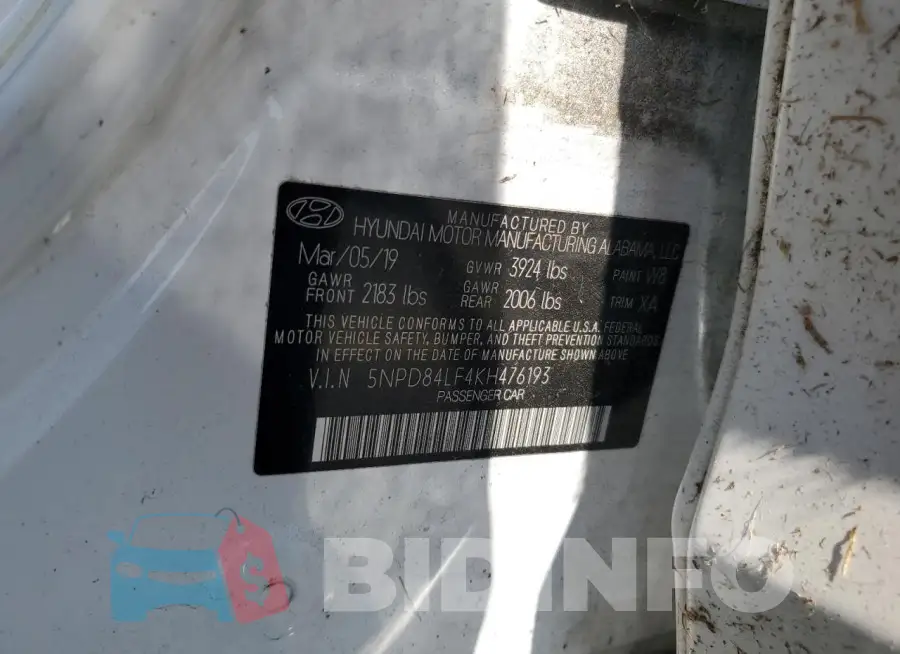 5NPD84LF4KH476193 Photo# 12