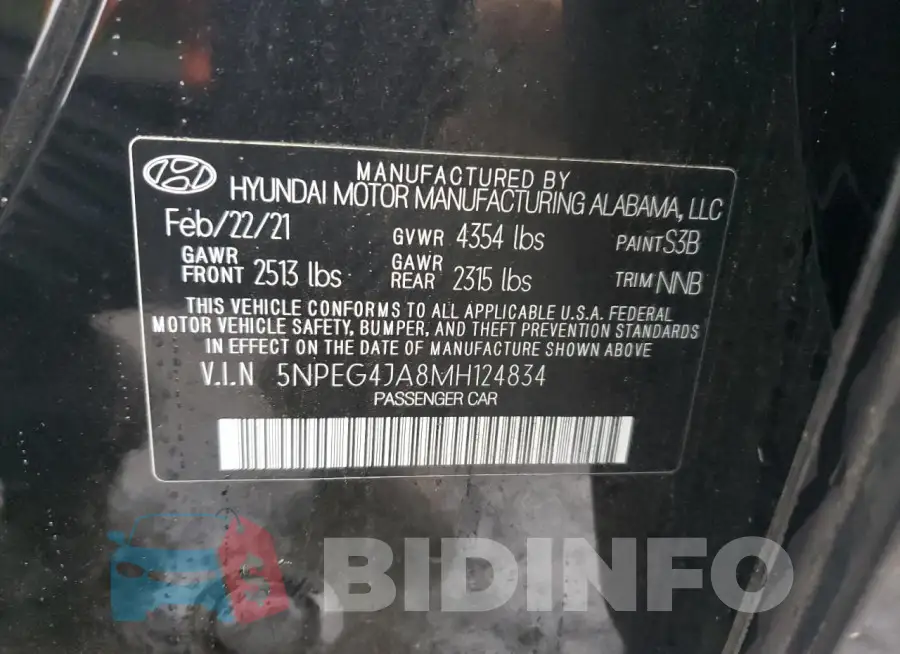 5NPEG4JA8MH124834 Photo# 12