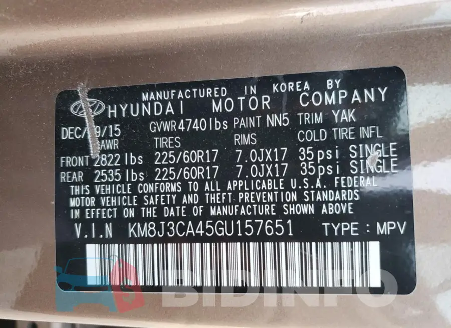 KM8J3CA45GU157651 Photo# 14