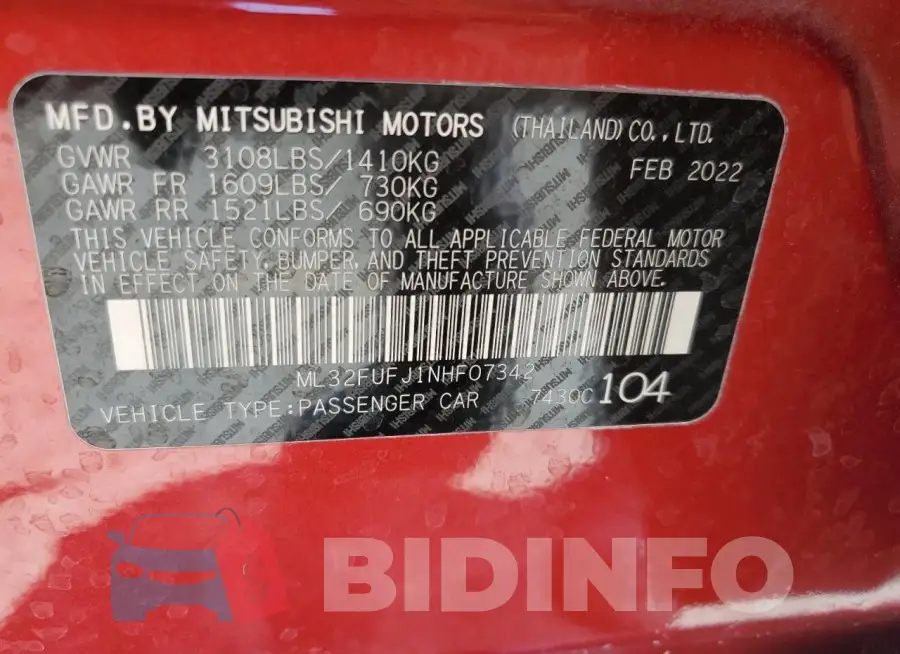 ML32FUFJ1NHF07342 Photo# 12