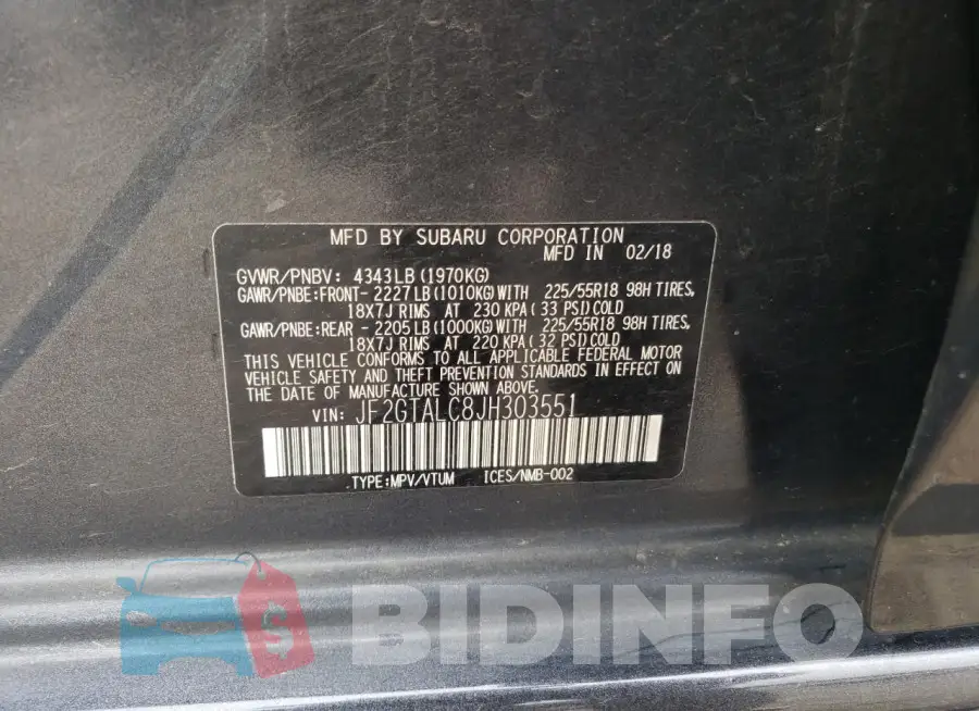 JF2GTALC8JH303551 Photo# 13