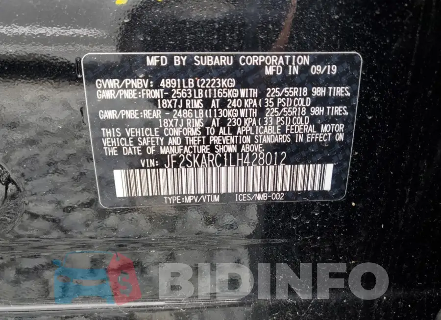 JF2SKARC1LH428012 Photo# 14